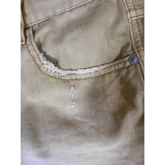 Free People Short Shorts Denim Women’s 27 Mustard Yellow Washed Distressed Fray - Picture 4 of 12